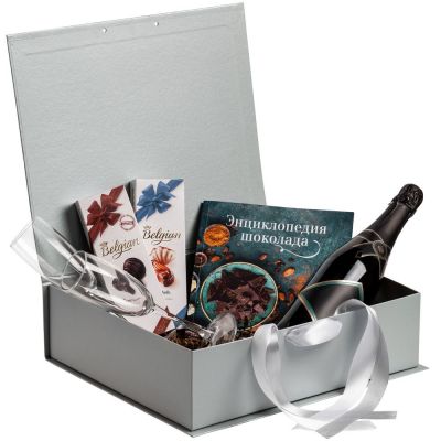 Коробка на лентах Tie Up, серебристая-2