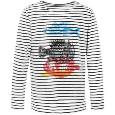 Футболка мужская с длинным рукавом «Морские обитатели», белая с темно-синим-0