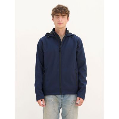 Куртка софтшелл с капюшоном мужская Race Men, темно-синяя-4