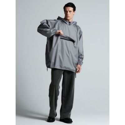 Дождевик-анорак Hard Work, укороченный, серый, единый размер-17