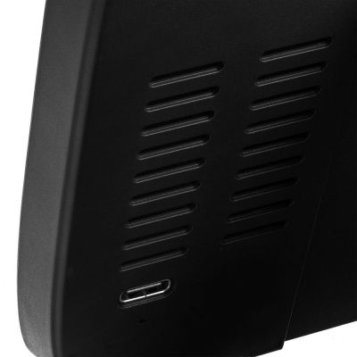 Станция беспроводной зарядки с часами и календарем и подсветкой логотипа Novem, черная-5