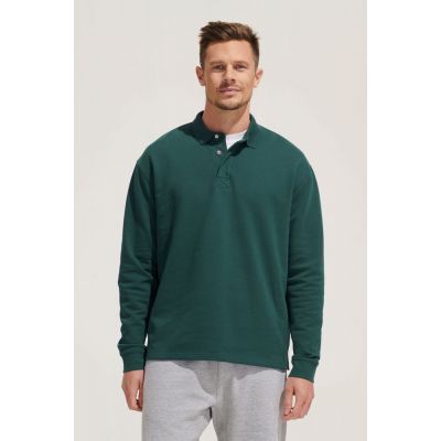 Рубашка поло оверсайз с длинным рукавом Heritage, темно-зеленая-3