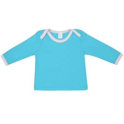 Футболка детская с длинным рукавом Baby Prime, бирюзовая с розовым-0