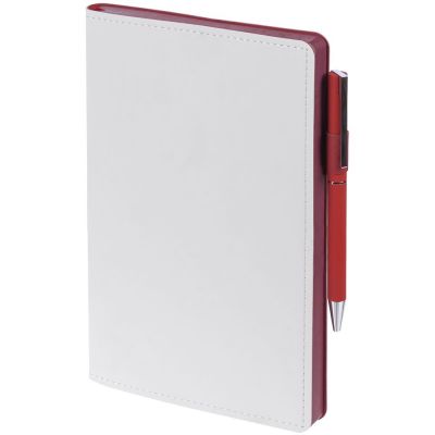 Ежедневник White Shall, недатированный, белый с красным-3