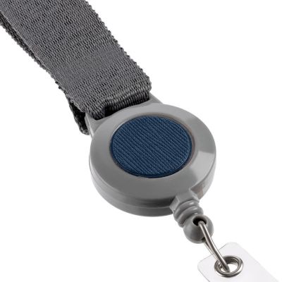 Чехол для пропуска с лентой и ретрактором Devon, синий-2