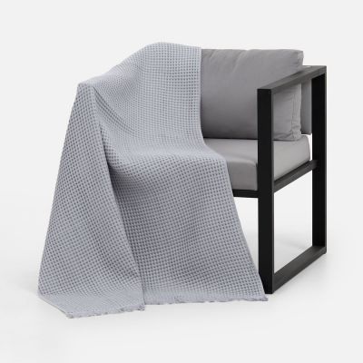 Плед вафельный Elenglect, светло-серый-3