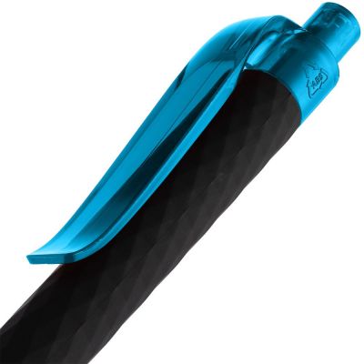 Ручка шариковая Prodir QS01 PRT-T Soft Touch, черная с голубым-4
