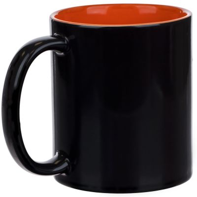 Кружка-хамелеон On Display, глянцевая, черная с оранжевым-1