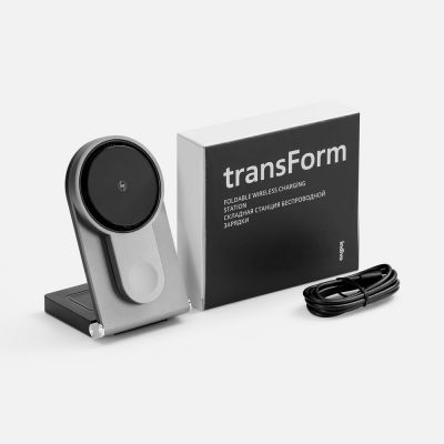 Складная станция беспроводной зарядки transForm, серый металлик-5