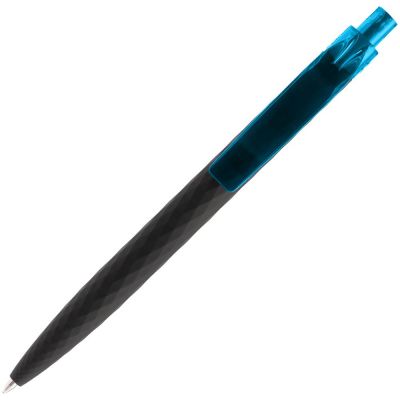 Ручка шариковая Prodir QS01 PRT-T Soft Touch, черная с голубым-3