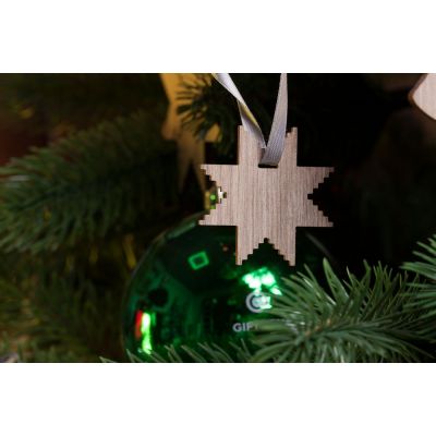 Елочная мини-подвеска «Снежинка», береза тонированная-1