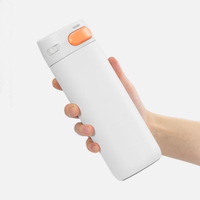 Термостакан X1 с цветной кнопкой, белый с оранжевым-3