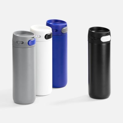 Термостакан X1 с цветной кнопкой, серый с оранжевым-7