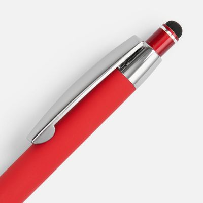 Ручка шариковая Sansen Soft Touch со стилусом, красная-3