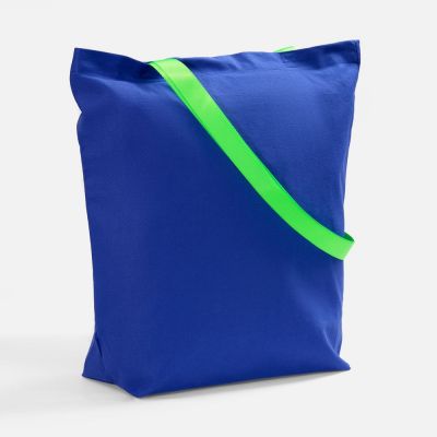 Шопер B5, синий с зелеными ручками-0