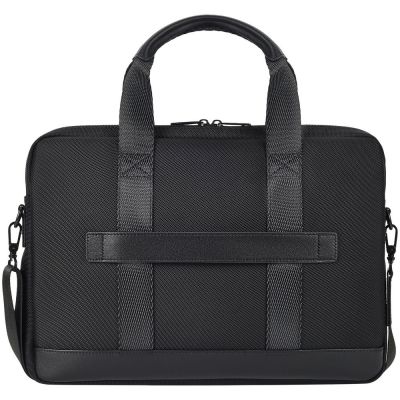 Сумка для ноутбука Santiago с кожаной отделкой, черная-1