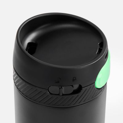 Термостакан X1 с цветной кнопкой, черный с зеленым-2