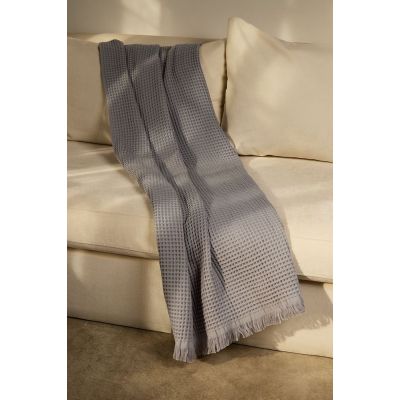 Плед вафельный Elenglect, светло-серый-5