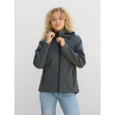 Куртка софтшелл с капюшоном женская Race Women, темно-синяя-4