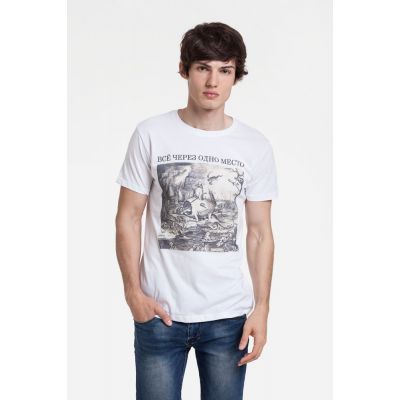 Футболка «Через одно место», белая-0