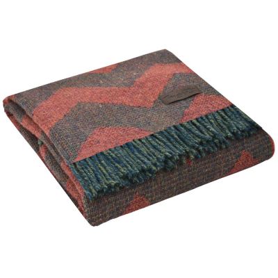 Плед Zig Zag, красный с коричневым-0