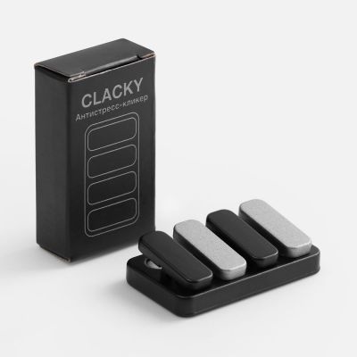 Антистресс-кликер Clacky, черный с серебристым-5