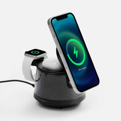 Bluetooth-колонка с подсветкой и беспроводной зарядкой Quantium, черная-0