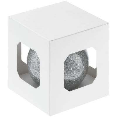 Елочный шар Finery Shine, 8 см, глянцевый серебристый с глиттером-1