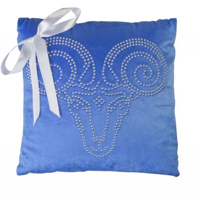 Подушка «Знак зодиака Овен», синяя-0