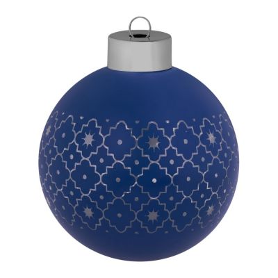 Елочный шар Chain с лентой, 8 см, синий-1