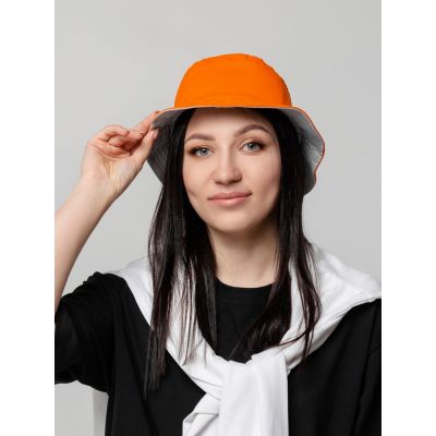 Панама Summer двусторонняя, оранжевая с серым-5
