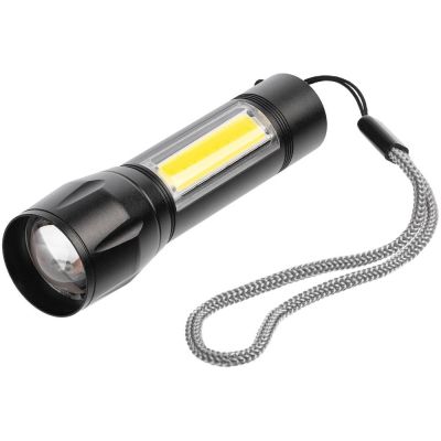 Фонарик аккумуляторный с фокусировкой луча Kirk, черный-0