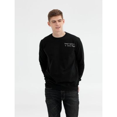 Свитшот с вышивкой «Говори кратко, уходи борзо», черный-0