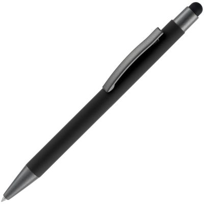 Ручка шариковая Atento Soft Touch Stylus со стилусом, черная-0