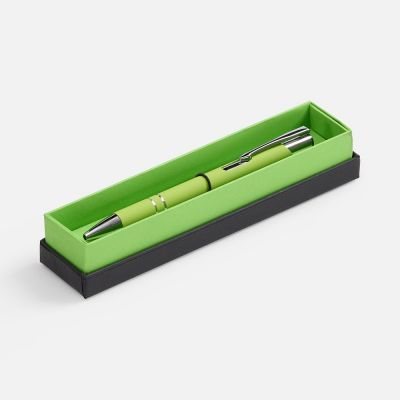 Ручка шариковая Keskus Soft Touch в футляре, зеленое яблоко-0
