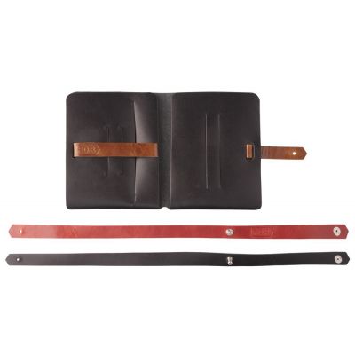 Автобумажник Leaf Explorer, черный с коричневым хлястиком-4