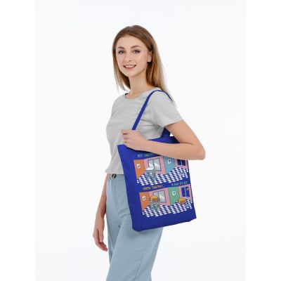 Холщовая сумка «Вот табурет», ярко-синяя-3