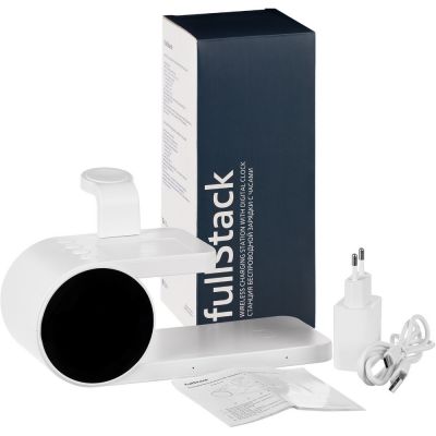 Станция беспроводной зарядки с часами fullStack, белая-11