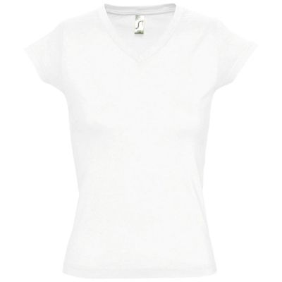 Футболка женская c V-образным вырезом Moon 150, белая-0
