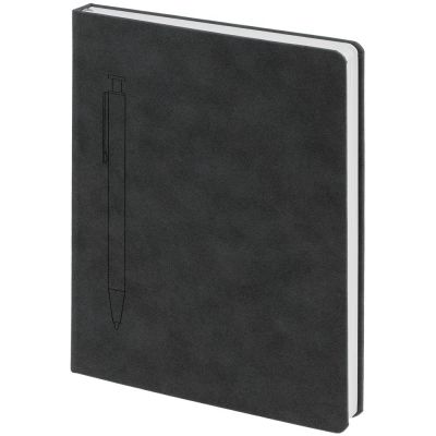 Ежедневник Magnet с ручкой, серый с черным-2