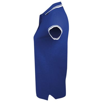 Рубашка поло женская Pasadena Women 200 с контрастной отделкой, ярко-синяя с белым-2