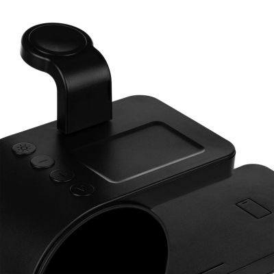 Станция беспроводной зарядки с часами fullStack, черная-6