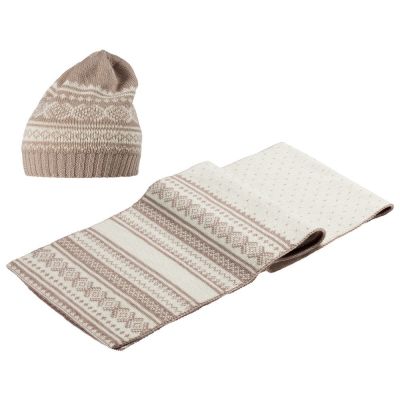 Шарф Lambient, бежевый с молочно-белым-4