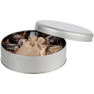 Коробка круглая Flapjack, большая, серебристая-2