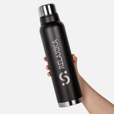 Термос Relaxika 1600 со стикерпаком, черный-8