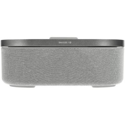 Колонка с часами и беспроводной зарядкой Veske ver.2, серая-2