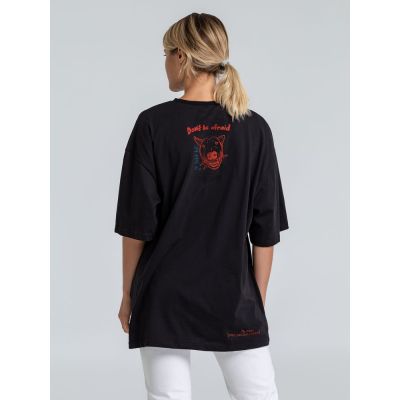 Футболка оверсайз с термонаклейками «Не трогай мою собаку!», черная-5