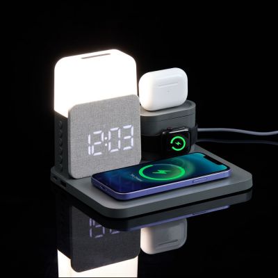 Зарядная станция с часами и подсветкой Large Charge ver.2, серая-8