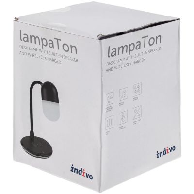 Лампа с колонкой и беспроводной зарядкой lampaTon, черная-3
