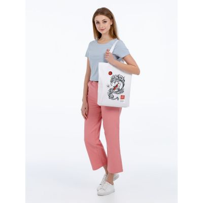 Холщовая сумка с термонаклейками «Кодекс самурая», молочно-белая-3